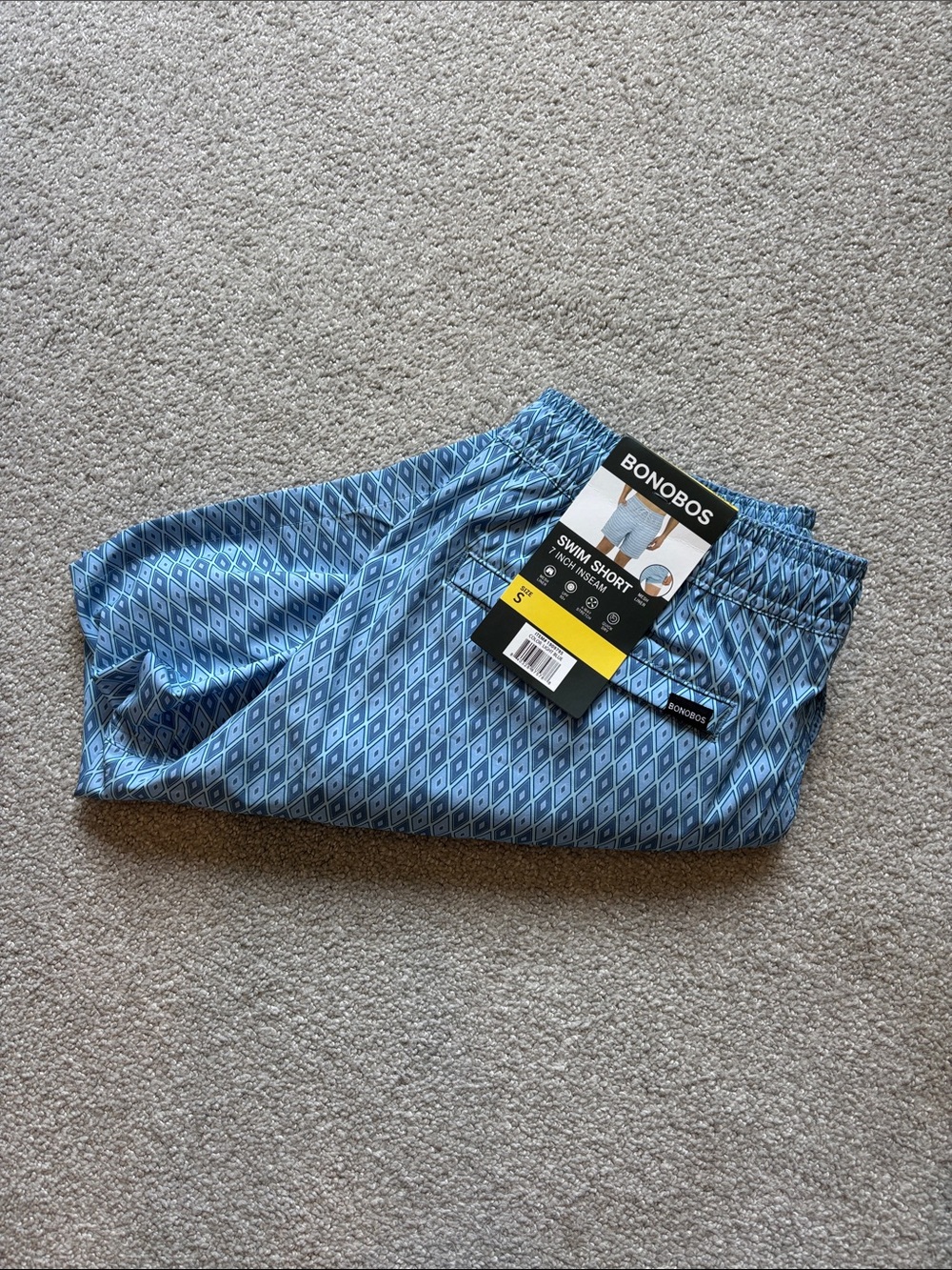 Bonobos Light Blue Geometric Swim Shorts